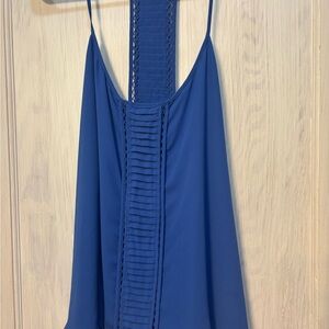 Blue Sleeveless Top with Lace Detail